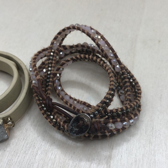 Curated bundle wrap bracelets boho style Lizou and more, boho layered look. - Picture 6 of 6